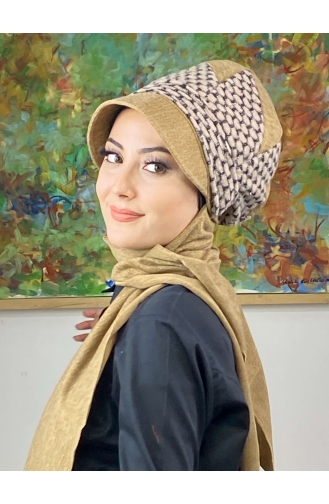 Brown Ready to Wear Turban 426EYLL22ŞAPK-04