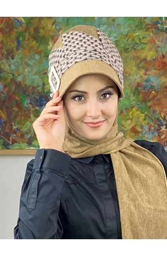 Brown Ready to Wear Turban 426EYLL22ŞAPK-04