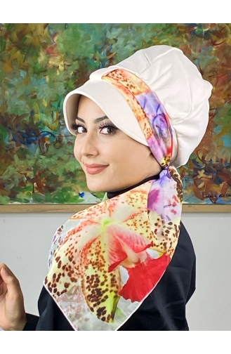 White Ready to Wear Turban 626EYLL22FLŞP-02
