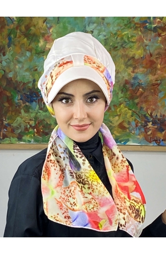 White Ready to Wear Turban 626EYLL22FLŞP-02