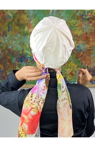 White Ready to Wear Turban 626EYLL22FLŞP-02