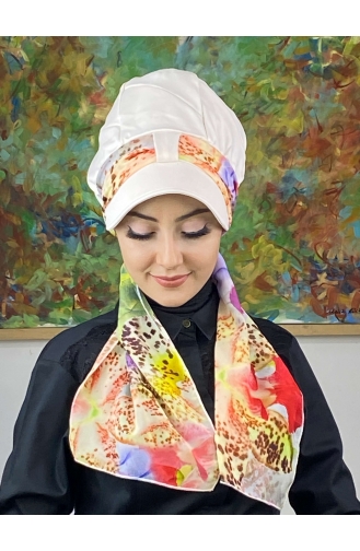 White Ready to Wear Turban 626EYLL22FLŞP-02
