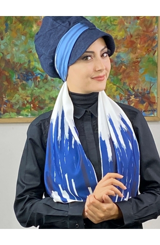 Blue Ready to Wear Turban 656EYLL22FLŞP-01