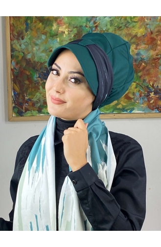 Light Green Ready to Wear Turban 656EYLL22FLŞP-02