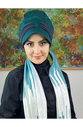 Çarkıfelek Tesettür Şapka 656EYLL22FLŞP-02 Yeşil Açık Yeşil