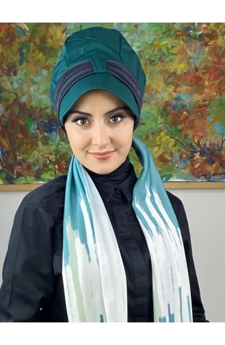 Light Green Ready to Wear Turban 656EYLL22FLŞP-02