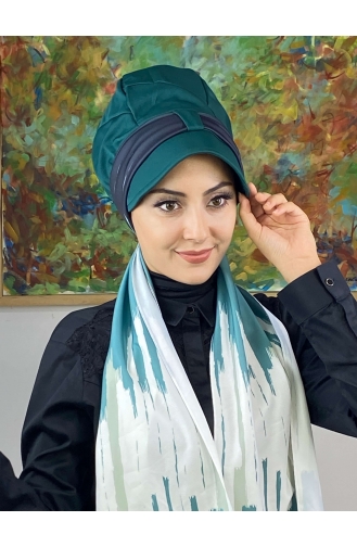 Light Green Ready to Wear Turban 656EYLL22FLŞP-02