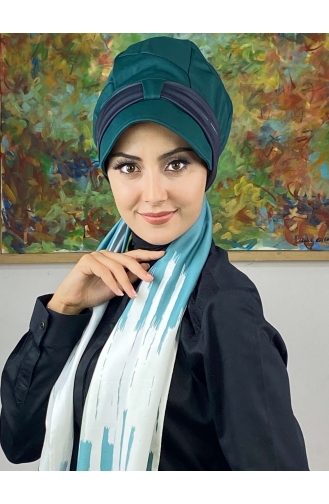 Light Green Ready to Wear Turban 656EYLL22FLŞP-02