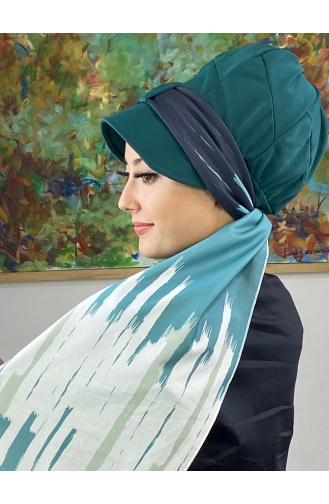 Light Green Ready to Wear Turban 656EYLL22FLŞP-02