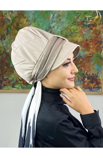 White Ready to Wear Turban 656EYLL22FLŞP-05