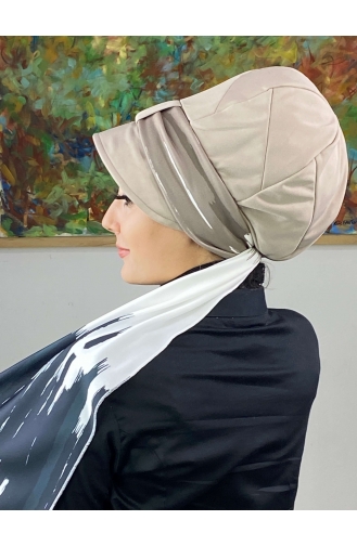 White Ready to Wear Turban 656EYLL22FLŞP-05