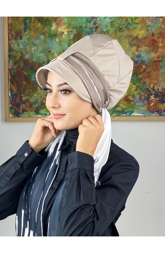 White Ready to Wear Turban 656EYLL22FLŞP-05