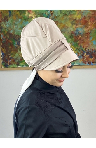 White Ready to Wear Turban 656EYLL22FLŞP-05