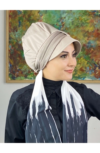 White Ready to Wear Turban 656EYLL22FLŞP-05