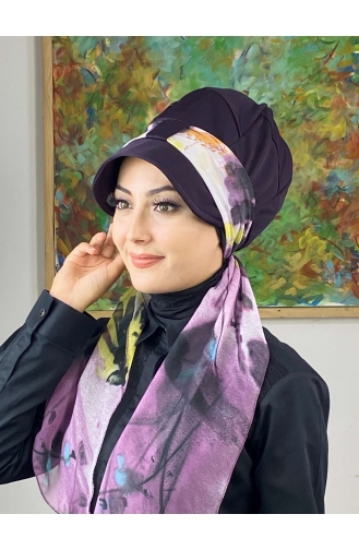 Dark Purple Ready to wear Turban 706EYLL22FLŞP-01