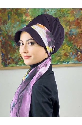 Dark Purple Ready to wear Turban 706EYLL22FLŞP-01