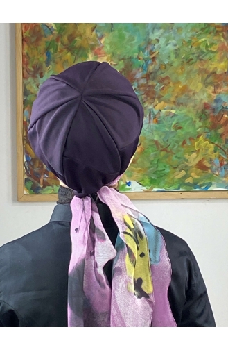Dark Purple Ready to Wear Turban 706EYLL22FLŞP-01