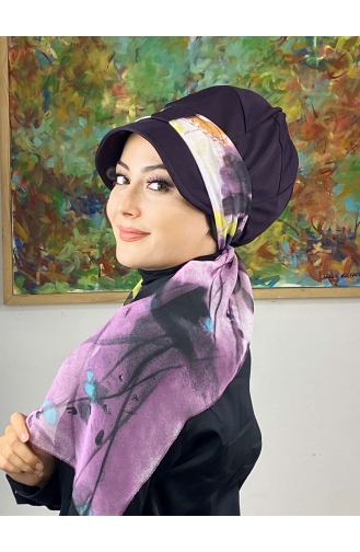 Dark Purple Ready to wear Turban 706EYLL22FLŞP-01