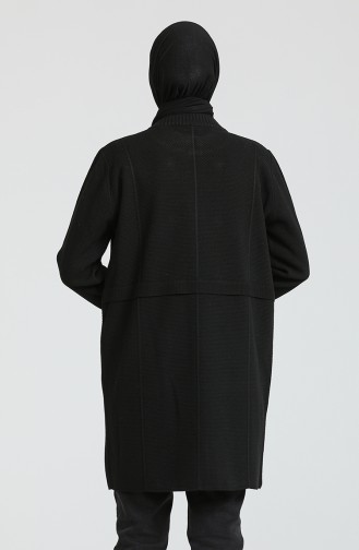 Kensiz Triko Oversize Düğme Detaylı Hırka 1004-001 Siyah