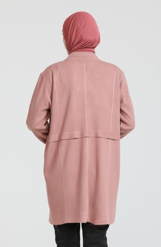 Kensiz Triko Oversize Düğme Detaylı Hırka 1004-017 Pembe