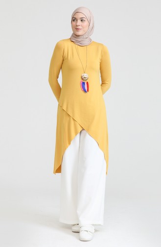Asimetrik Kolyeli Pamuk Tunik S2My1030210086 Hardal