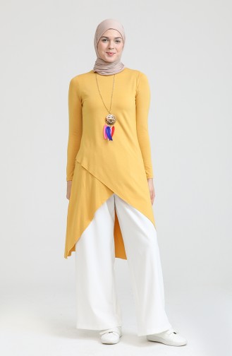 Asimetrik Kolyeli Pamuk Tunik S2My1030210086 Hardal