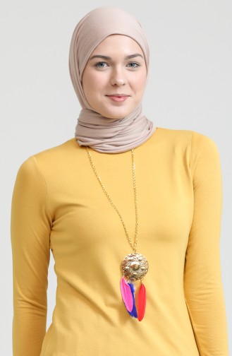 Asimetrik Kolyeli Pamuk Tunik S2My1030210086 Hardal