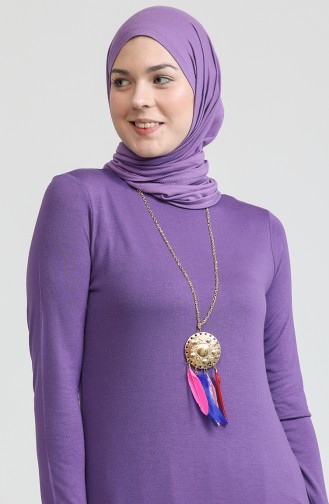 Asimetrik Kolyeli Pamuk Tunik S2My1030210086 Mor