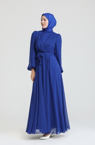 Dunkel-Saks Hijab-Abendkleider 5796-09