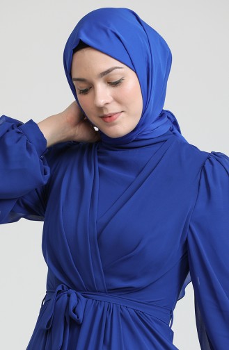 فساتين سهرة بتصميم اسلامي أزرق داكن 5796-09
