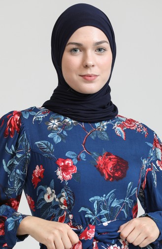 Navy Blue Hijab Dress 60187-01