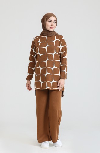 Triko Tunik Pantolon İkili Takım 0533-02 Camel