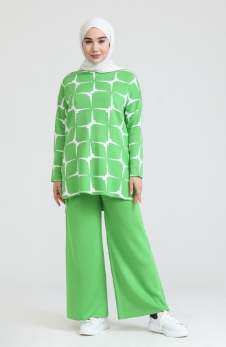 Triko Tunik Pantolon İkili Takım 0533-05 Fıstık Yeşili