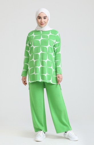 Triko Tunik Pantolon İkili Takım 0533-05 Fıstık Yeşili