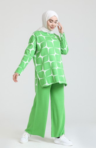 Triko Tunik Pantolon İkili Takım 0533-05 Fıstık Yeşili