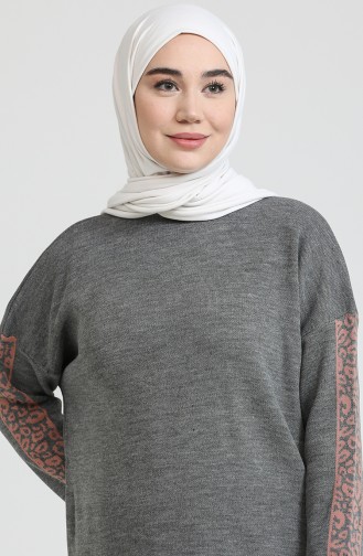 Triko Tunik Pantolon İkili Takım 0579-04 Gümüş 