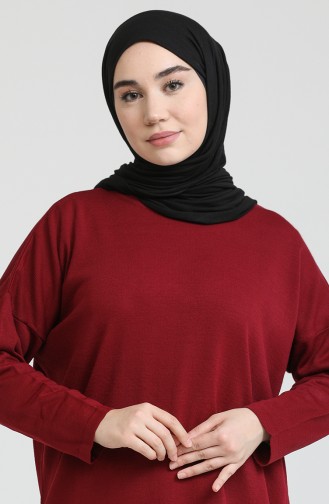 Triko Tunik Pantolon İkili Takım 3375-10 Bordo