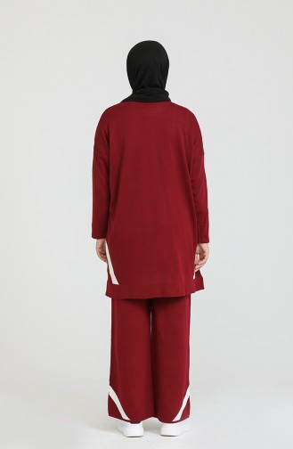 Triko Tunik Pantolon İkili Takım 3375-10 Bordo