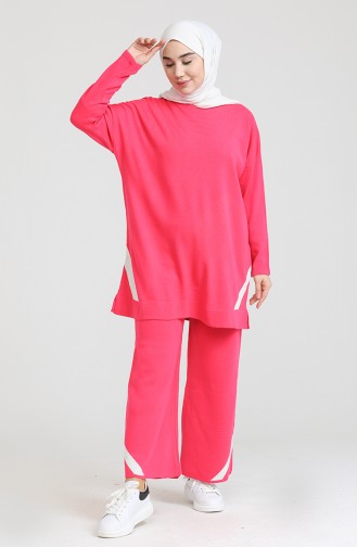 Triko Tunik Pantolon İkili Takım 3375-11 Fuşya