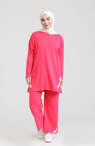 Triko Tunik Pantolon İkili Takım 3375-11 Fuşya
