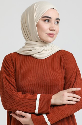 Triko Tunik Pantolon İkili Takım 3391-07 Kiremit