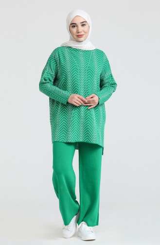 Patterned Knitwear Suit 0534-12 Grass Green 0534-12