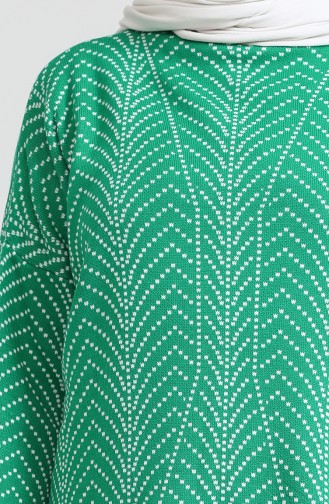 Triko Desenli Tunik Pantolon İkili Takım 0534-12 Çimen Yeşili