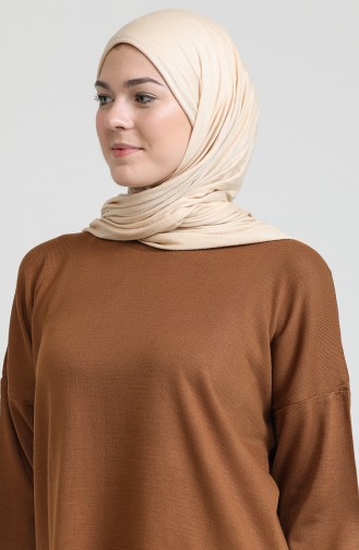 Triko Tunik Pantolon İkili Takım 3375-12 Taba