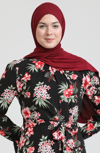 Schwarz Hijab Kleider 60215-01
