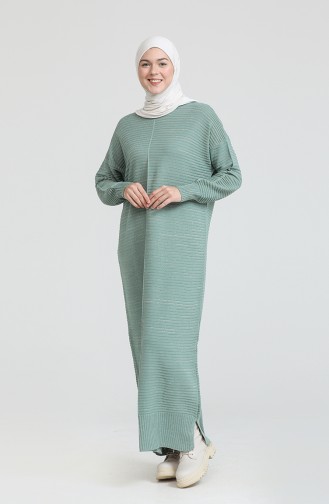 Triko Simli Elbise 3164-14 Çağla Yeşili