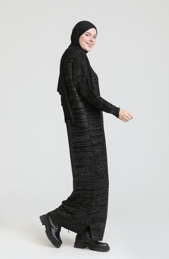 Schwarz Hijab Kleider 3164-15