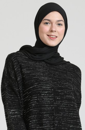 Schwarz Hijab Kleider 3164-15