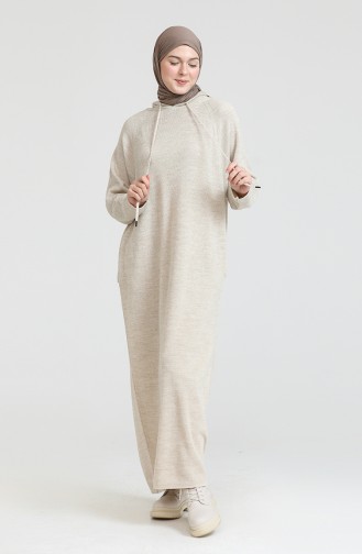 Trikot Kleid mit Kapuze 3256-08 Beige 3256-08
