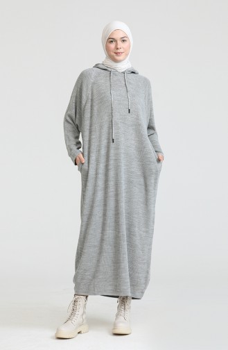 Trikot Kleid mit Kapuze 3256-09 Grau 3256-09